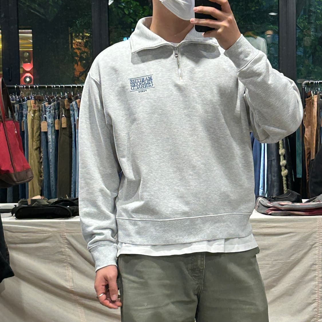 L) 마리떼 프랑소와 저버 로고 반집업 그레이 상품이미지7