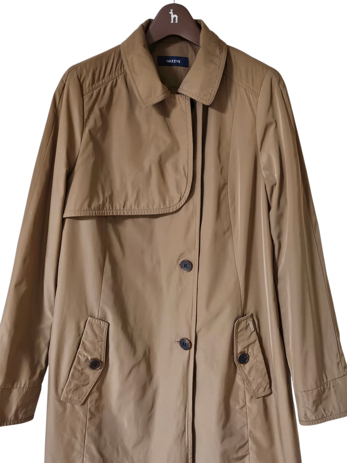 헤지스 브라운 폴리 100 싱글 여성 하프코트 55 / 상태좋음 상품이미지3