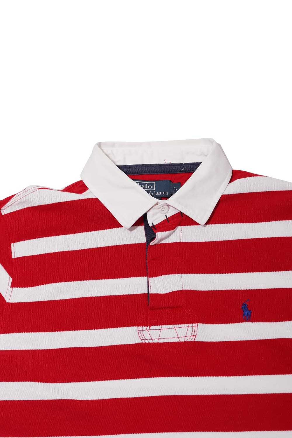 폴로 랄프 로렌 커스텀핏 레드 단가라 폴로 카라티 size L 상품이미지3