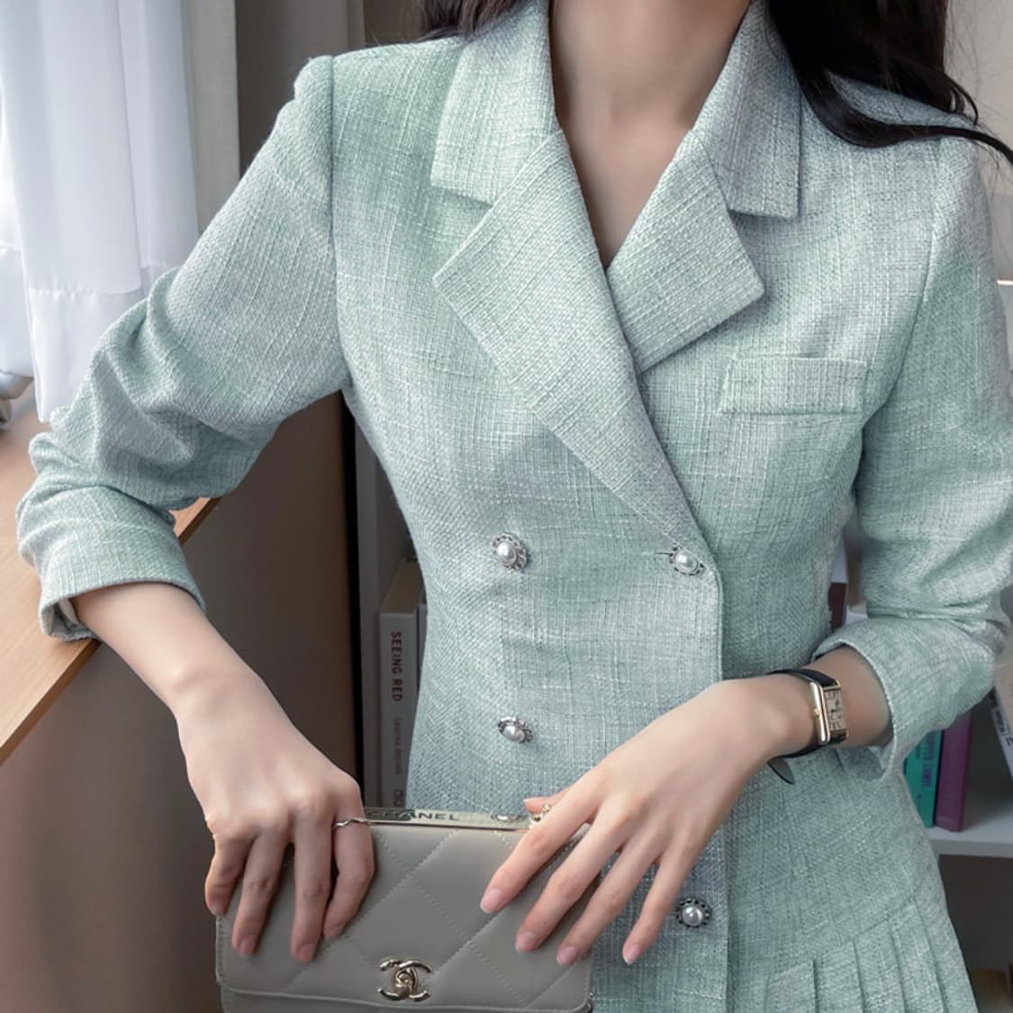 아뜨랑스(attrangs) 브린 카라 트위드원피스 55 새상품 상품이미지3