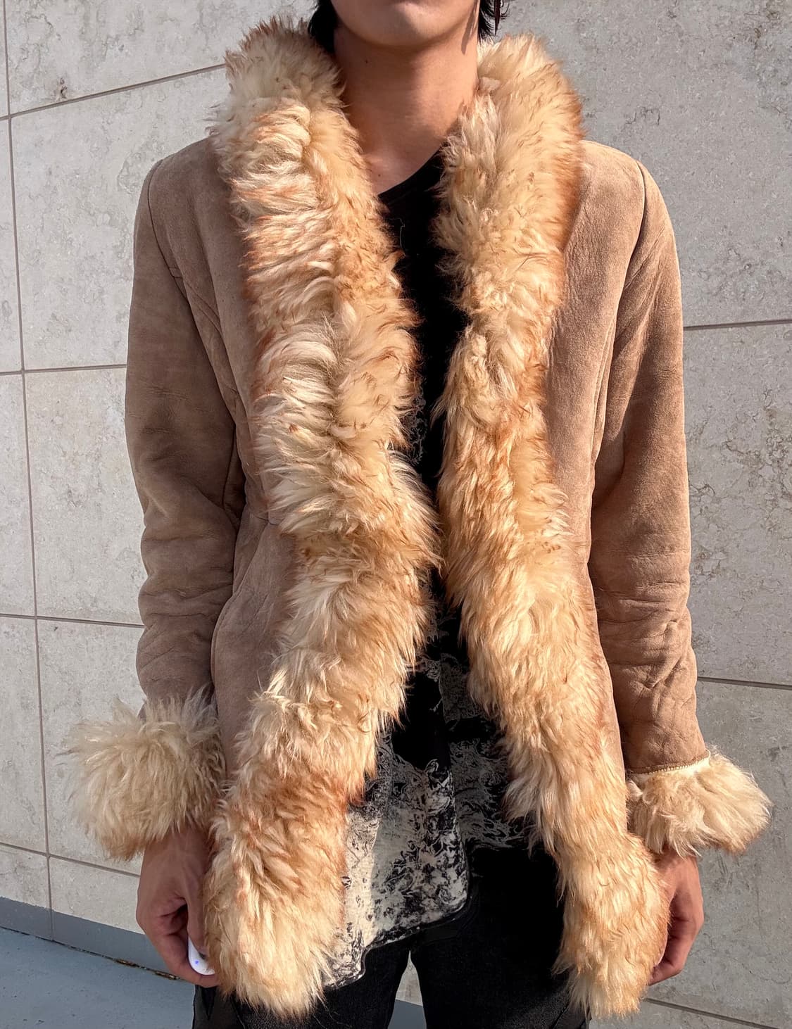 “Vintage”00’s Fur Trimming Shearling Lea 상품이미지2