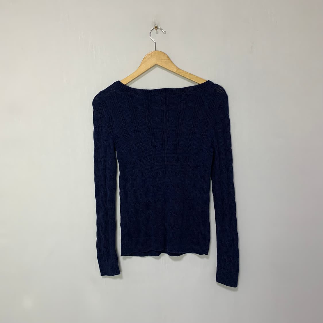 로렌랄프로렌 빈티지 케이블 유넥 세미크롭 니트 네이비 폴로 여성 M 상품이미지7
