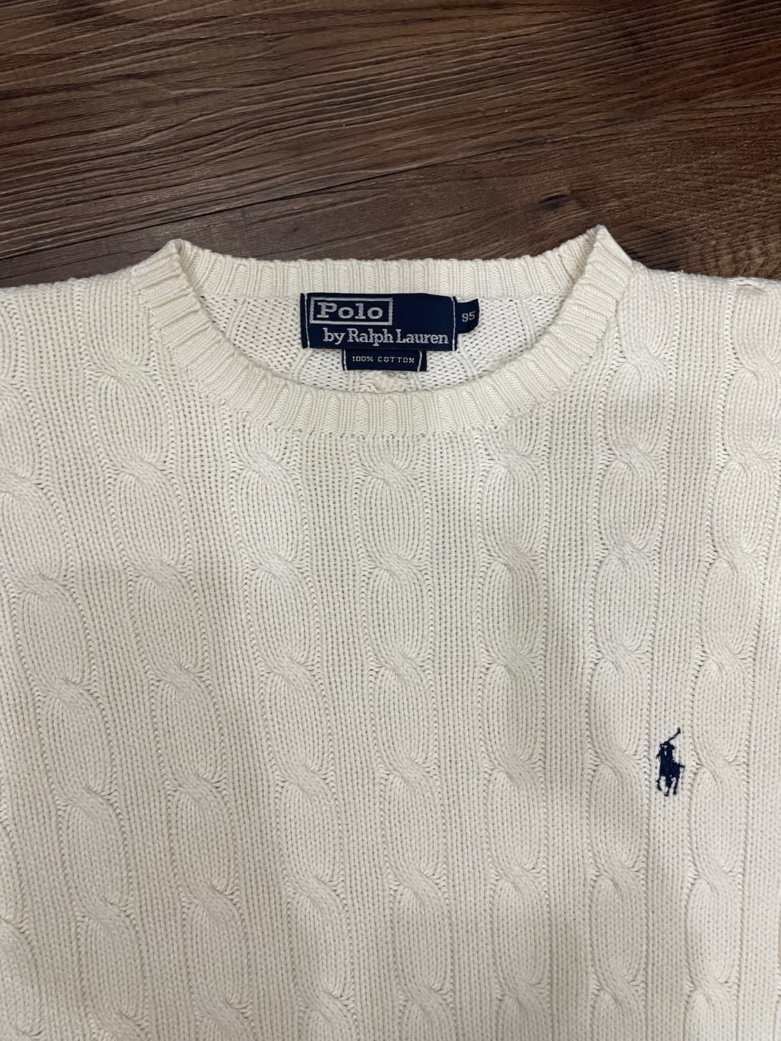 90s 폴로 랄프로렌 아이보리 케이블 니트 코튼 스웨터  상품이미지2