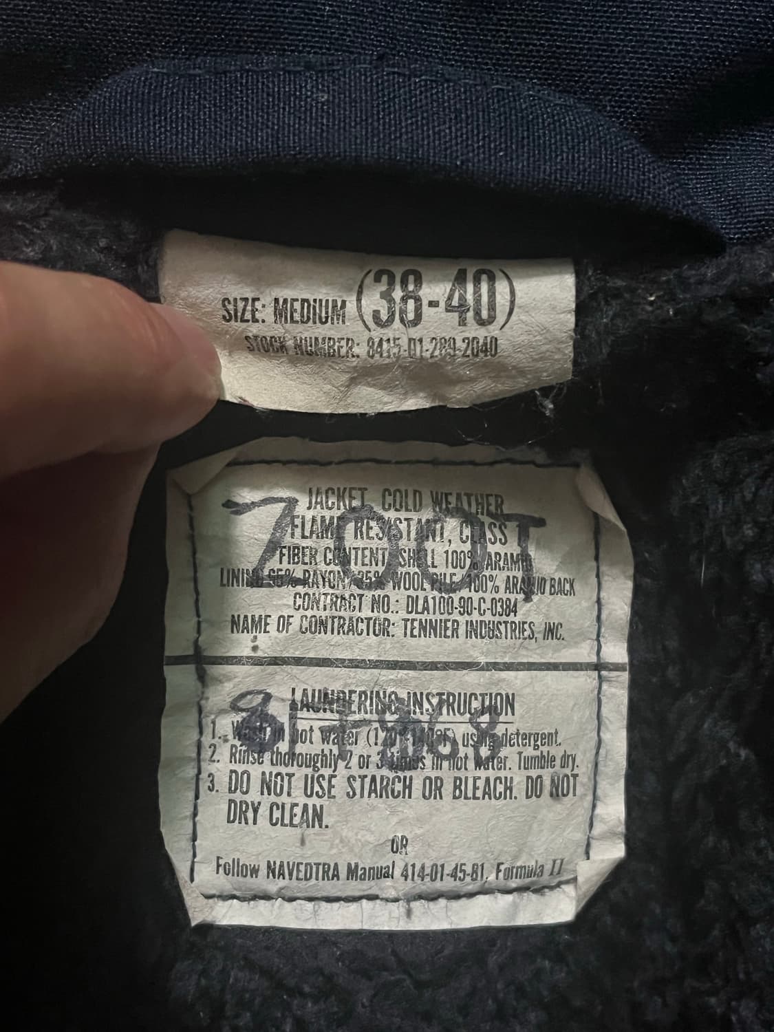 1990 US NAVY 아라미드 A-2 덱 자켓 M (38-40) 상품이미지3
