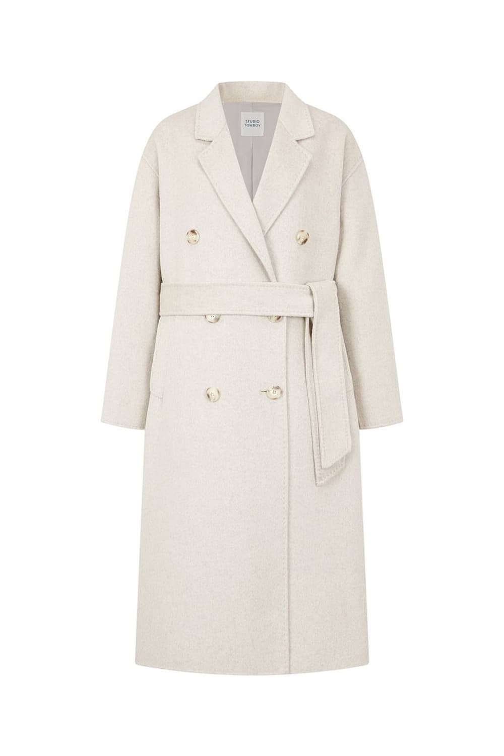 벨티드 스티치 더블 울코트 상품이미지3