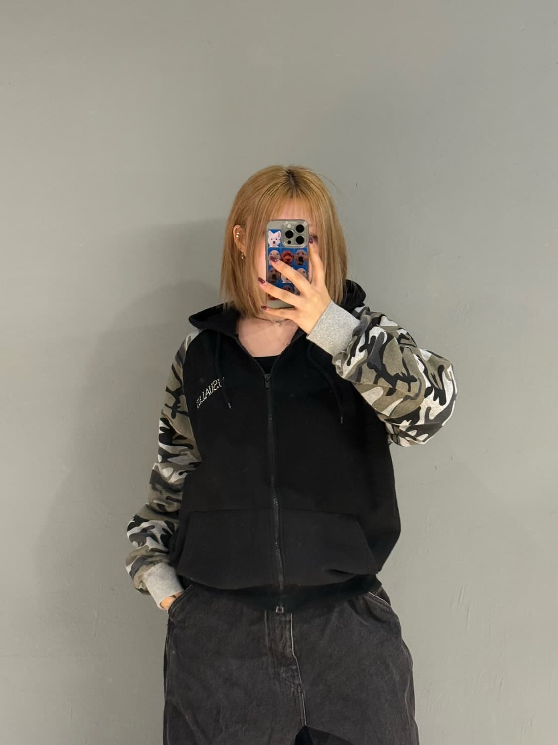 numbering cubic point camo hood zip-up 상품이미지3