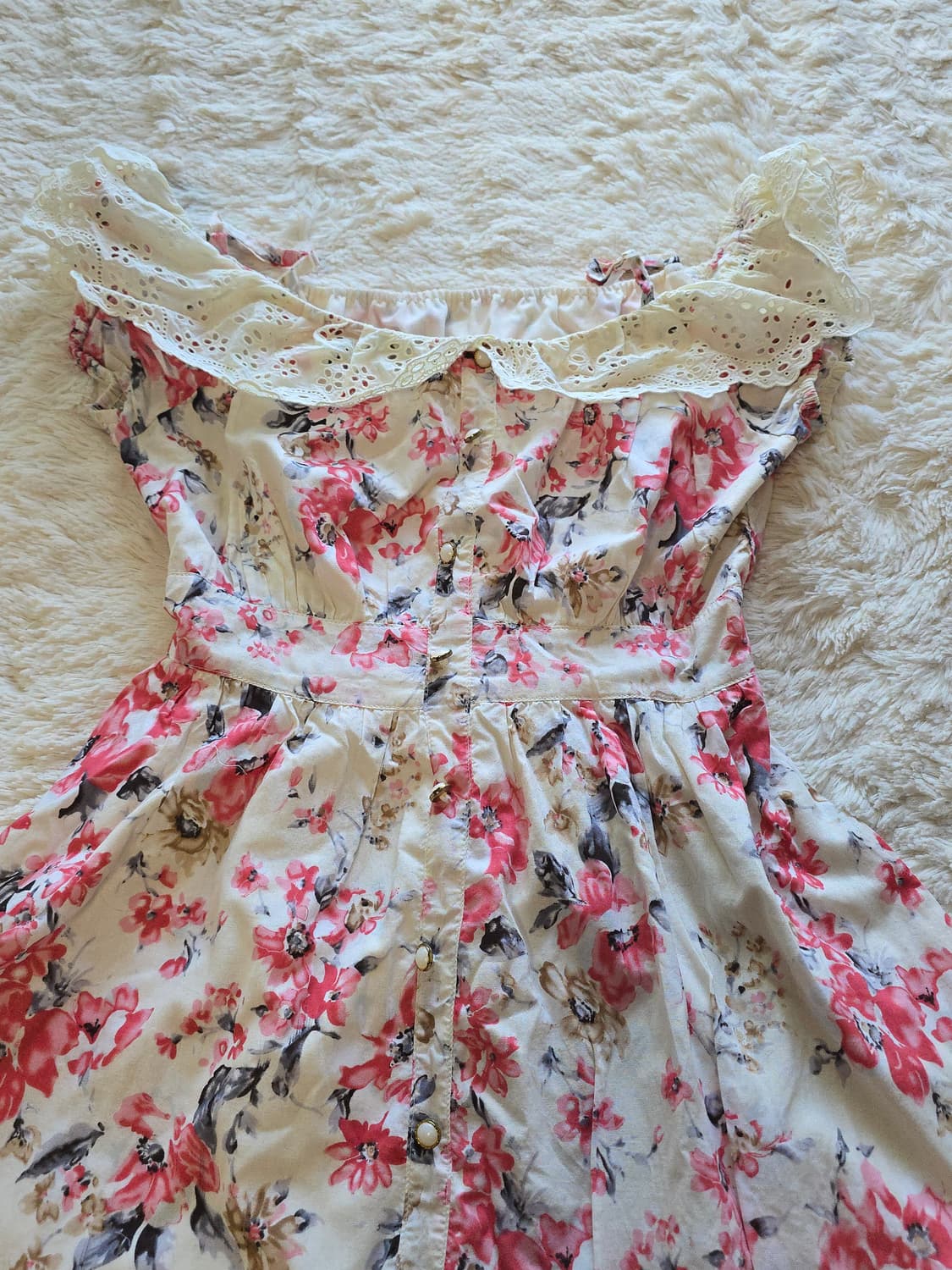 빈티지 페어리 플라워 오프숄더 원피스 상품이미지2