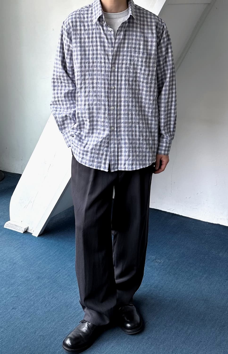Volume fabric check design shirt 상품이미지4