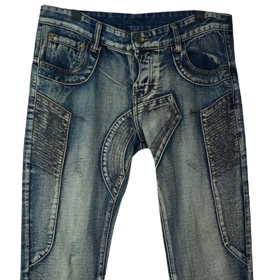 빈티지 워시드 패치 슬림핏 바이커진 바이커 데님 팬츠 청바지 M16790 상품이미지4