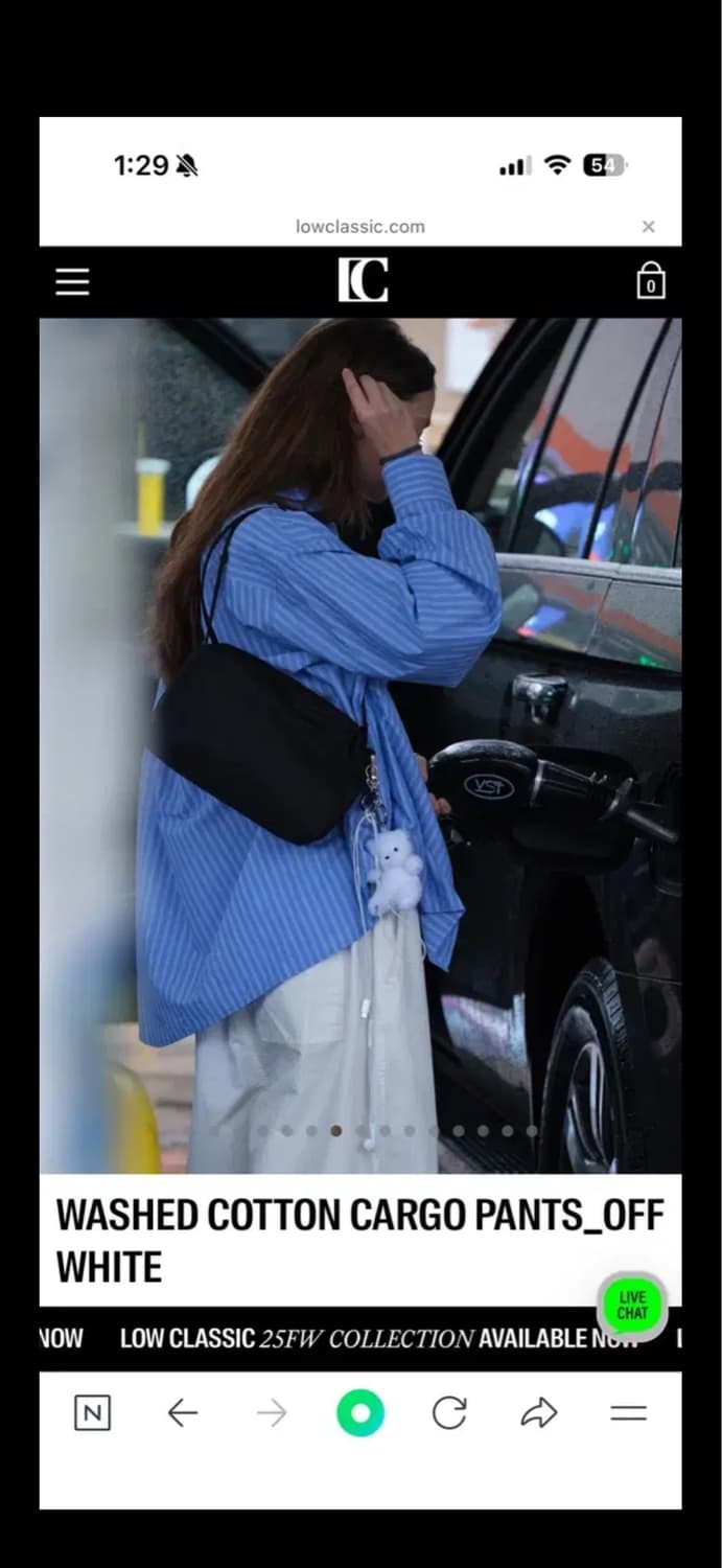 로우클래식 워시드 카고팬츠 화이트 m 상품이미지2