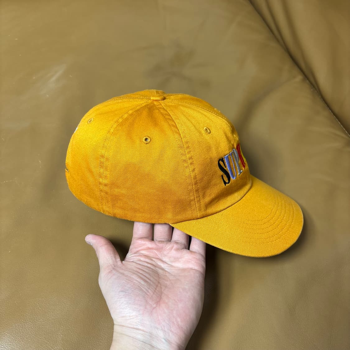 슈프림 6패널 볼캡 모자 멀티 컬러 로고 오렌지 상품이미지3