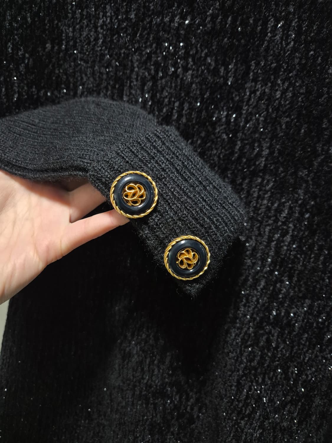 빈티지 SCOT 블랙 금장 단추 가디건 상품이미지6