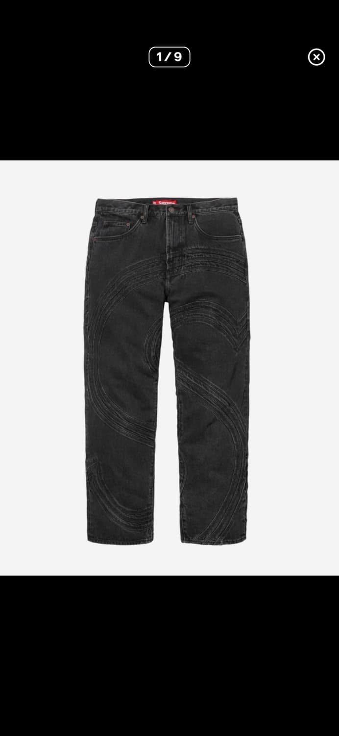 36 슈프림 s 로고 루즈 핏 워싱 데님 진 에스로고 진 데님 팬츠 상품이미지1