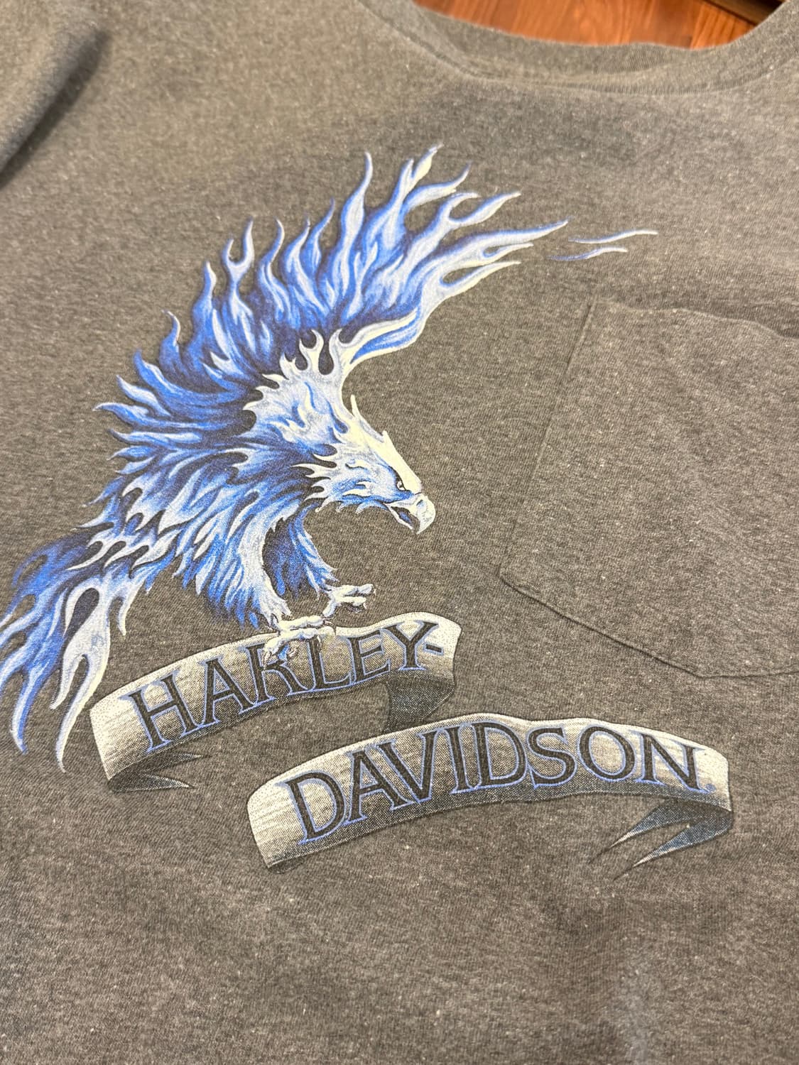 90s Harley-Davidson 블루 플레임 이글 티셔츠 (USA) 상품이미지8
