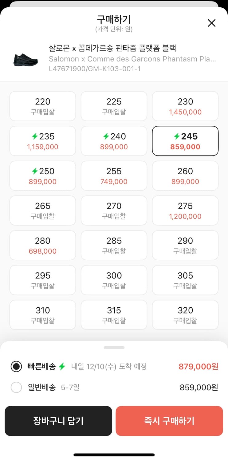 살로몬 x 꼼데가르송 판타즘 245사이즈 상품이미지2