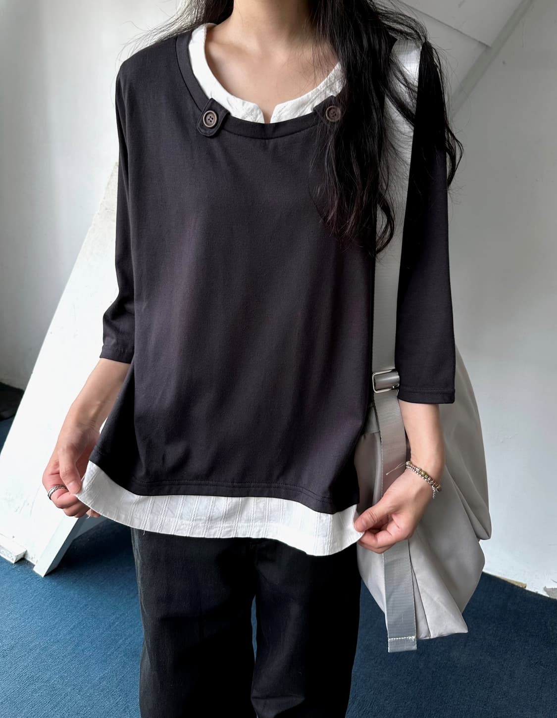 Design layer cotton 3/4 sleeve TOP 상품이미지9