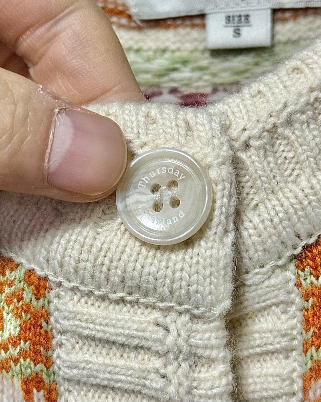 썰스데이 아일랜드 눈꽃 자가드 노르딕 코위찬 울 가디건 웨스턴 에스닉 S 상품이미지7