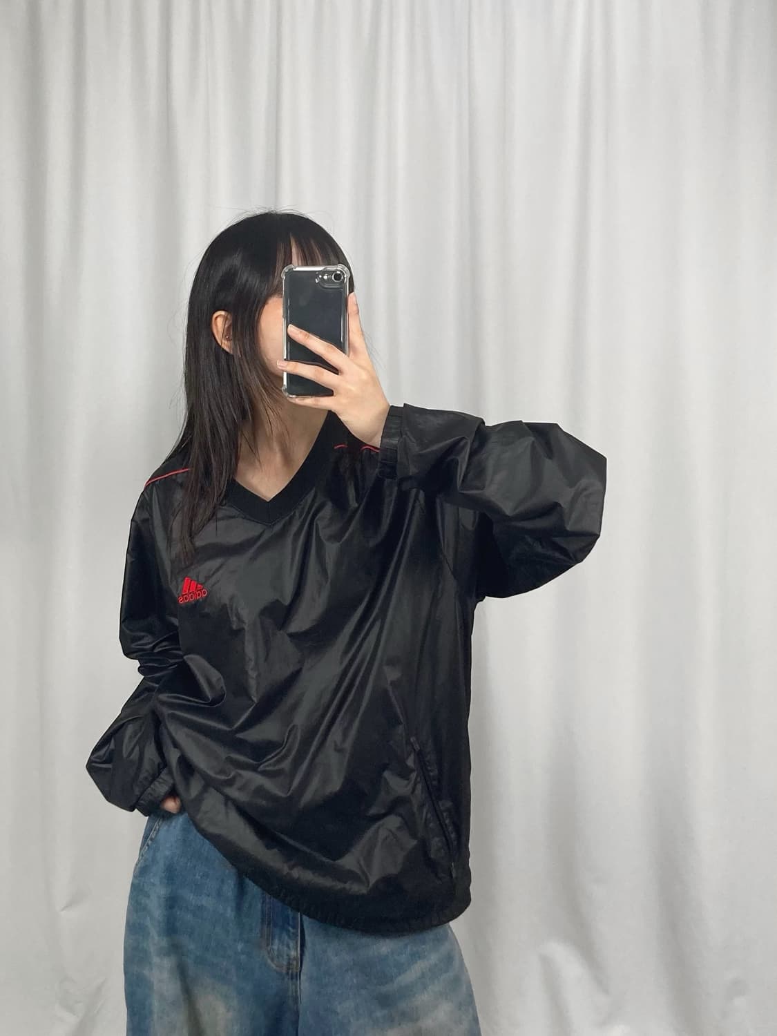 아디다스 올드스쿨 브이넥 블랙 웜업 상품이미지1