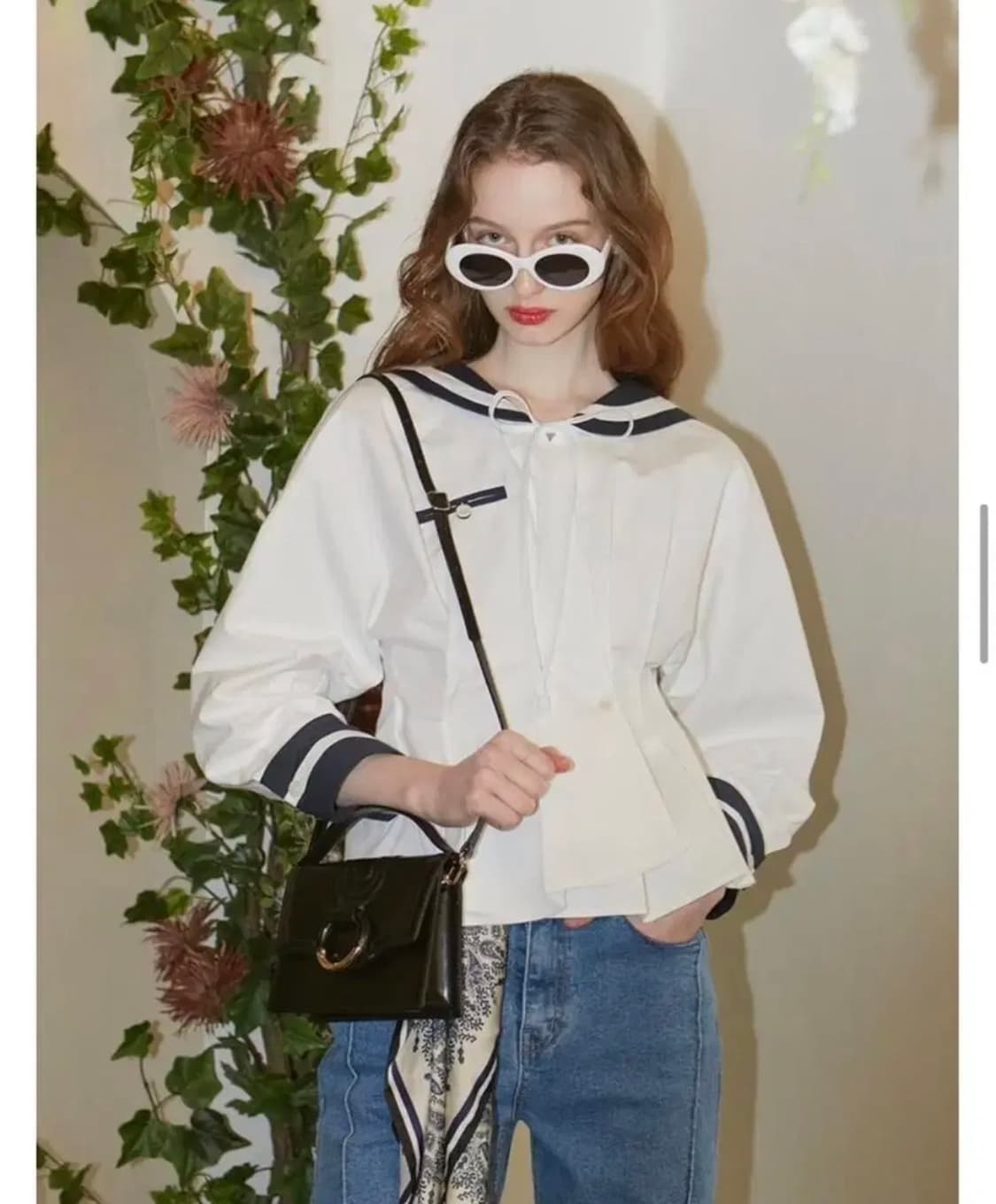 바이탈싸인 세일러 롱 슬리브 포켓 블라우스  상품이미지2
