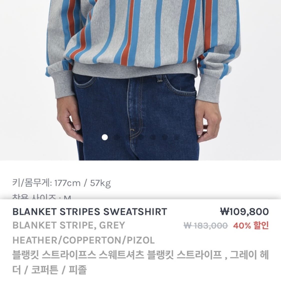 칼하트 맨투맨 (BLANKET STRIPES SWEATSHIRT)xxl 상품이미지2