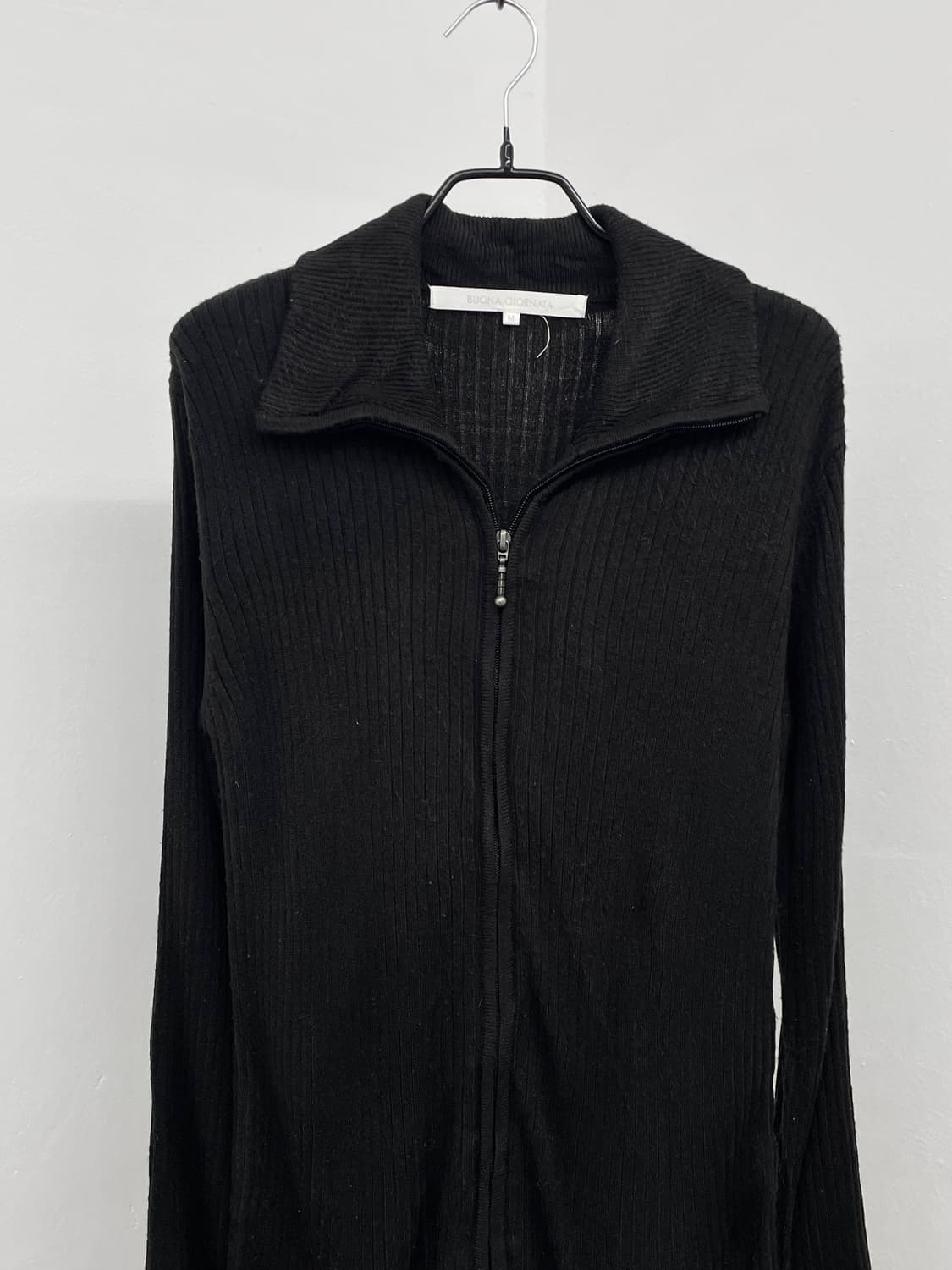 블랙 골지 투웨이 니트 집업 상품이미지4