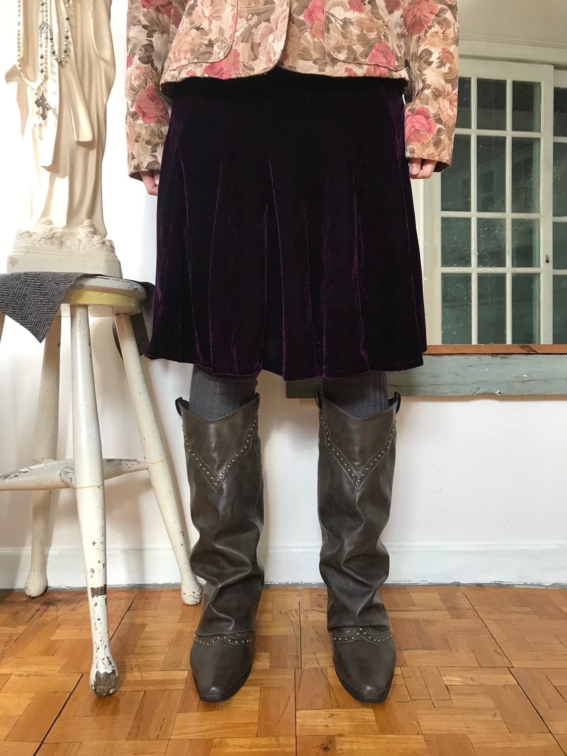 vintage purple velvet skirt 상품이미지1
