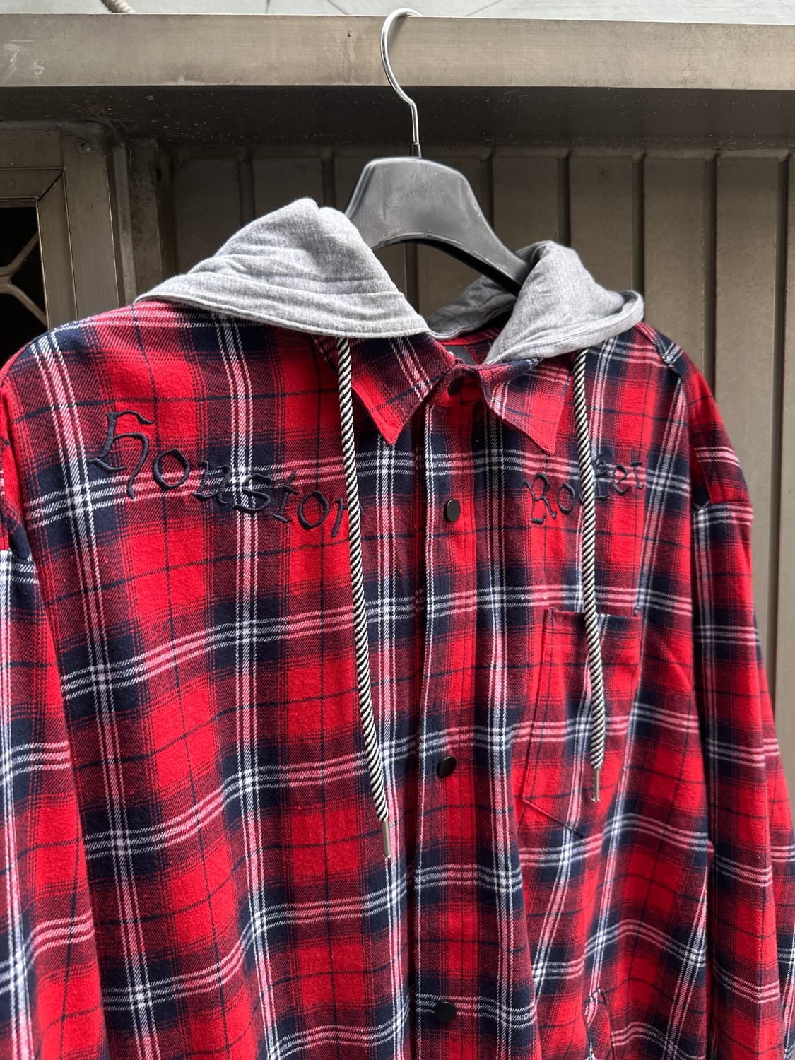 NBA red hoodie flannel long shirt jacket 상품이미지3