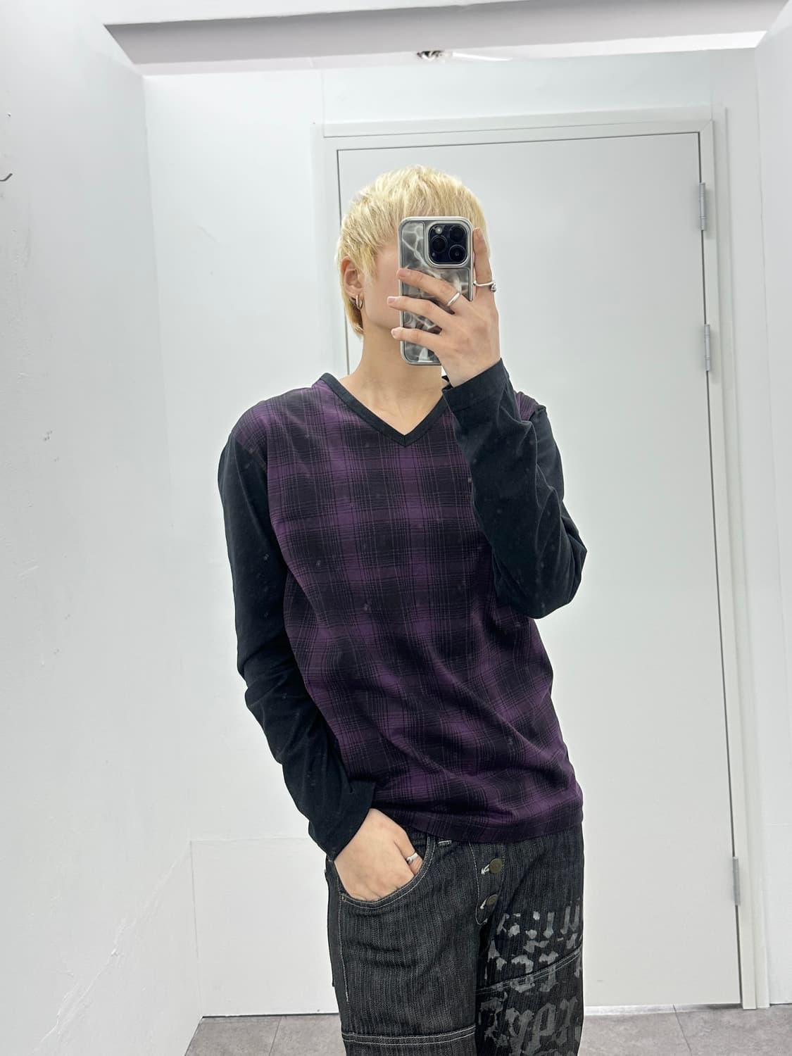 Nota bene purple check pattern sleeve 상품이미지3