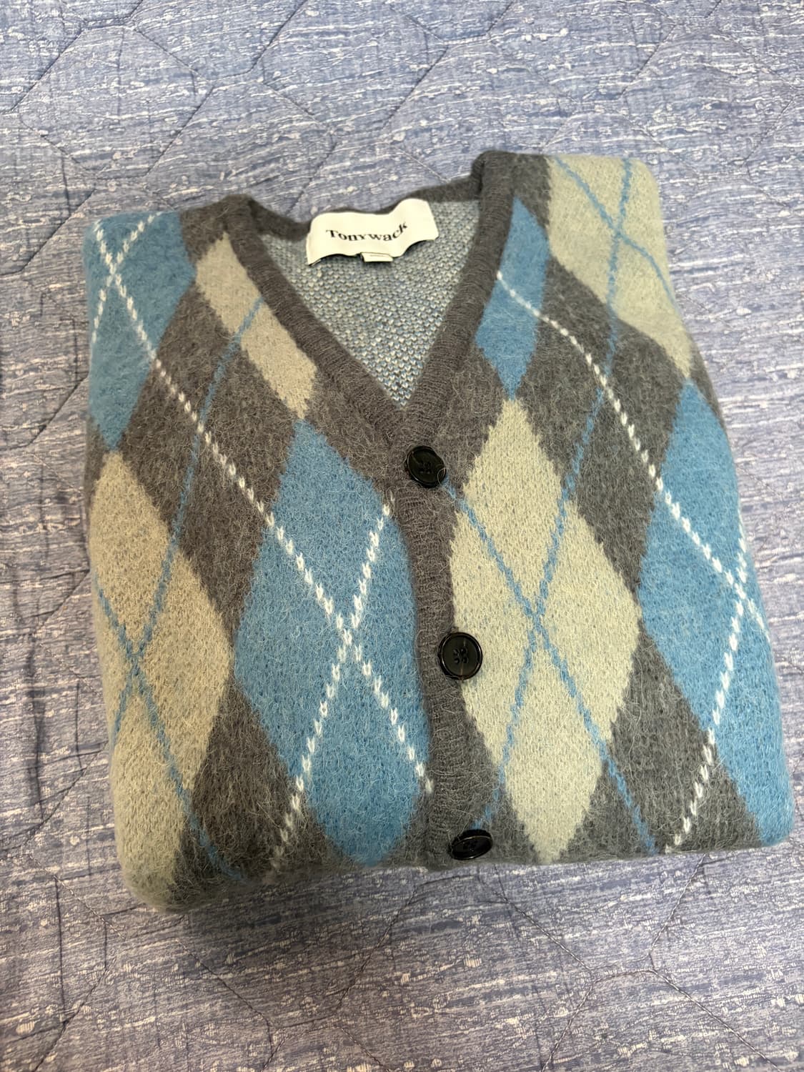 토니웩 아가일 가디건 블루/그레이 L 상품이미지1