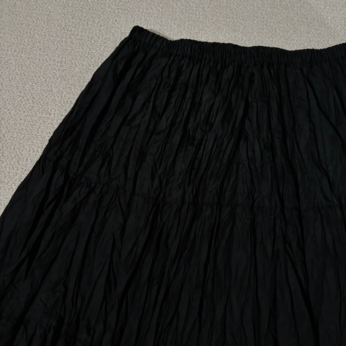일본빈티지 블랙 셔링 치마 스커트 상품이미지4