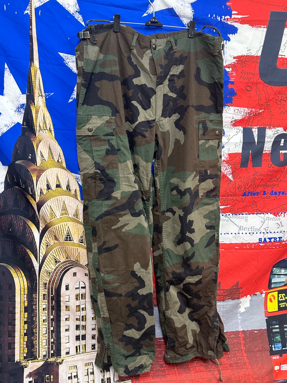 s급빈티지 카모밀리터리 와이드 팬츠 36 상품이미지4