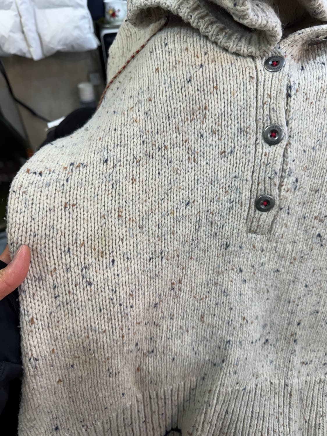 파타고니아 오트밀 메리노 울 후디 니트 L 상품이미지3