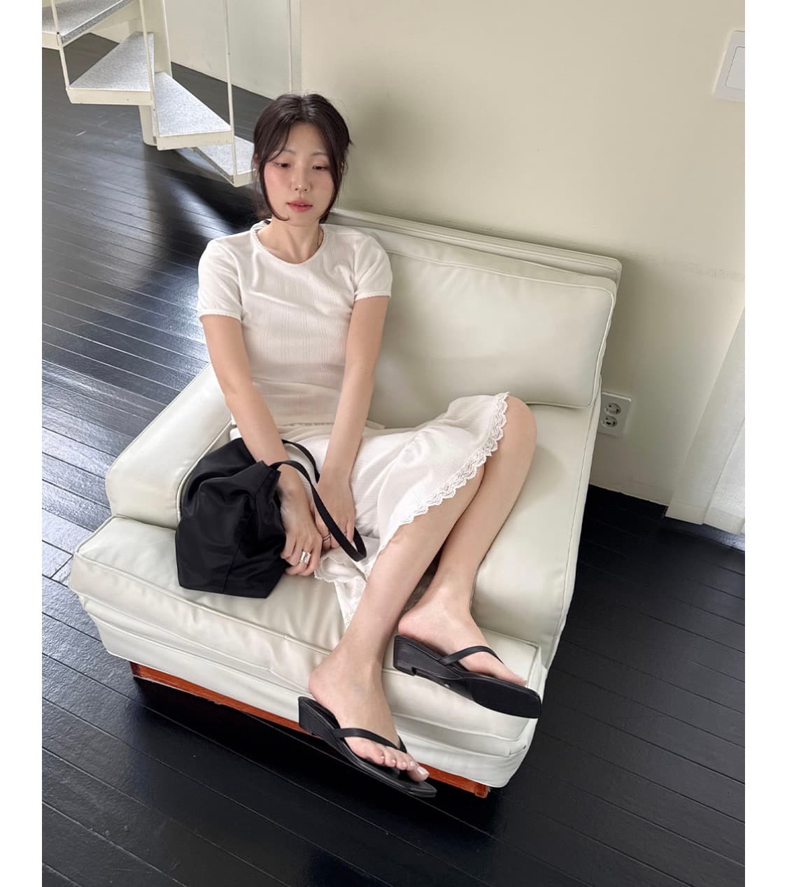 누스 사샤 플립플랍 키튼힐 슬리퍼(블랙 웨지 235) 상품이미지3