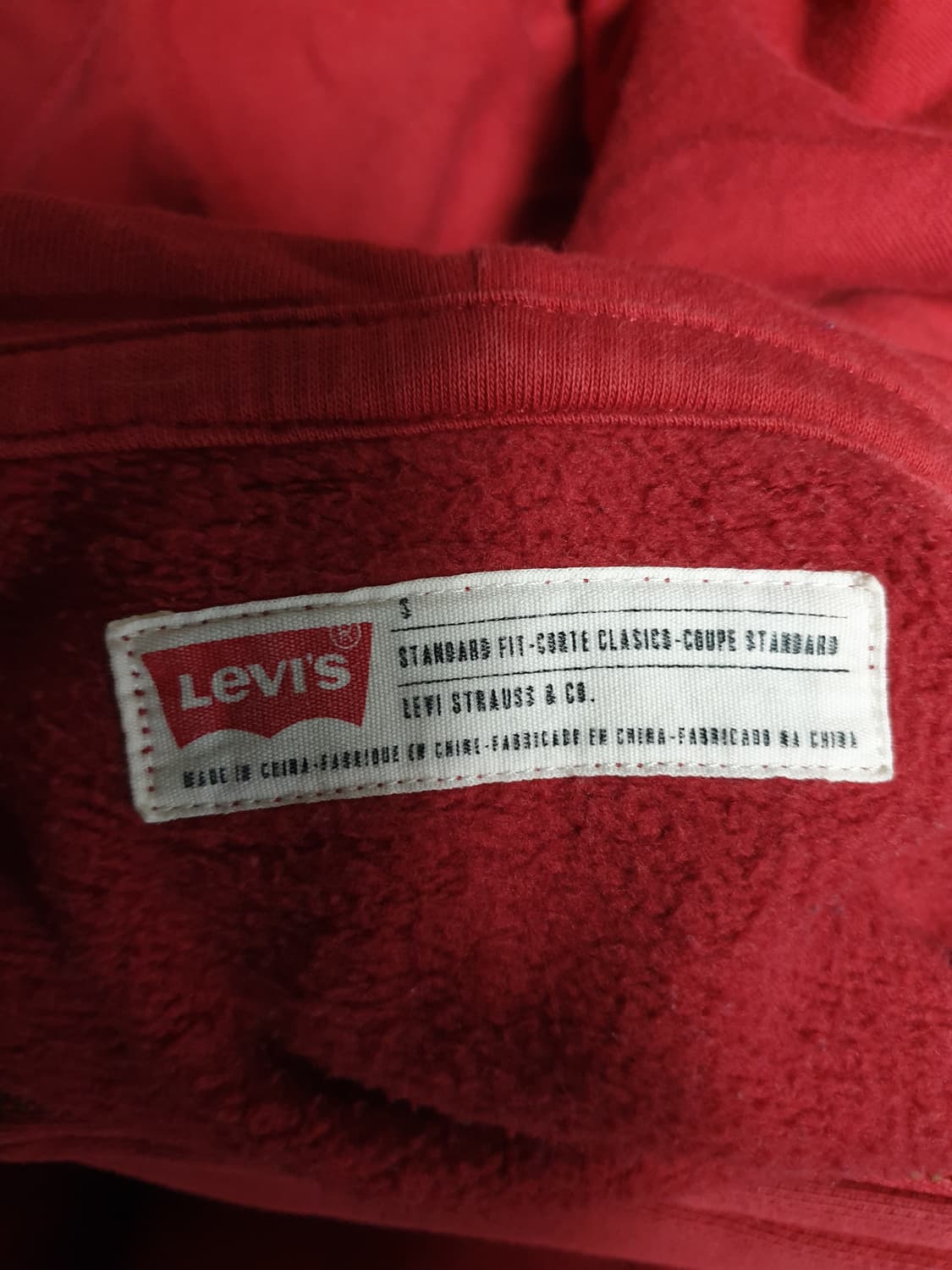 리바이스 워싱 클래식 501 기모 후드집업 빈티지레드 (S) 상품이미지5