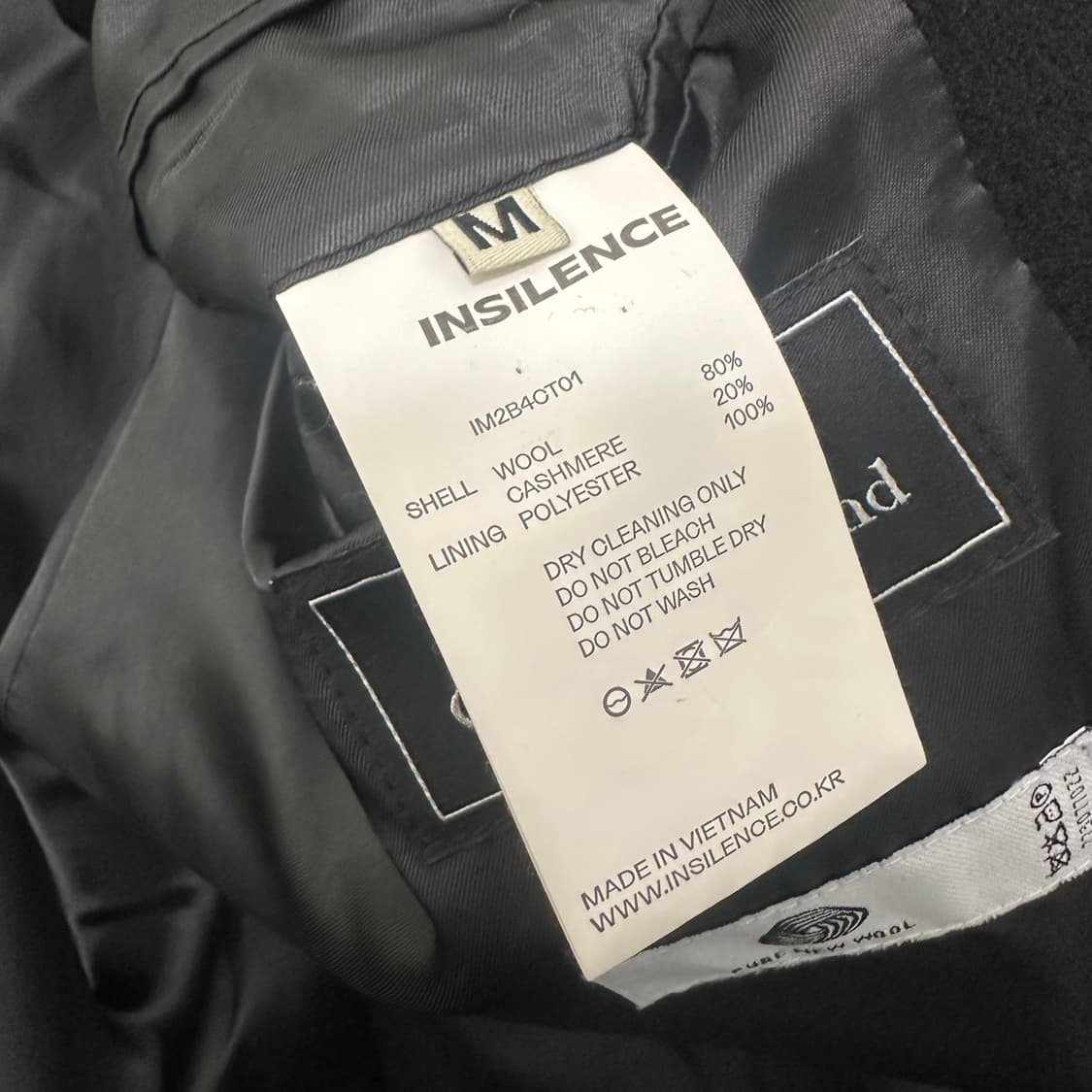 인사일런스 남성 싱글 울 캐시미어 롱코트 블랙 M 상품이미지10