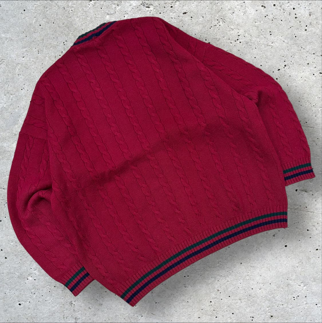 [L] 라일앤스코트 꽈배기 램스울 니트 가디건 레드 C597 상품이미지2