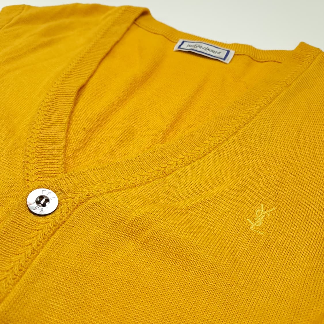 CK030 L 입생로랑 90s 일본판 옐로우 니트 조끼 베스트 상품이미지4