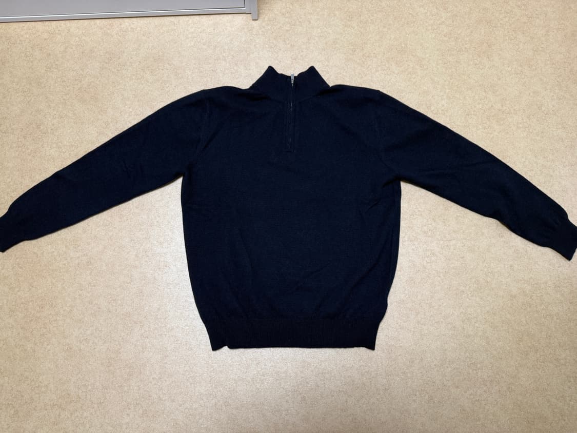 EVSEG 캐시미어 100% 하프 니트집업 네이비 L 상품이미지1