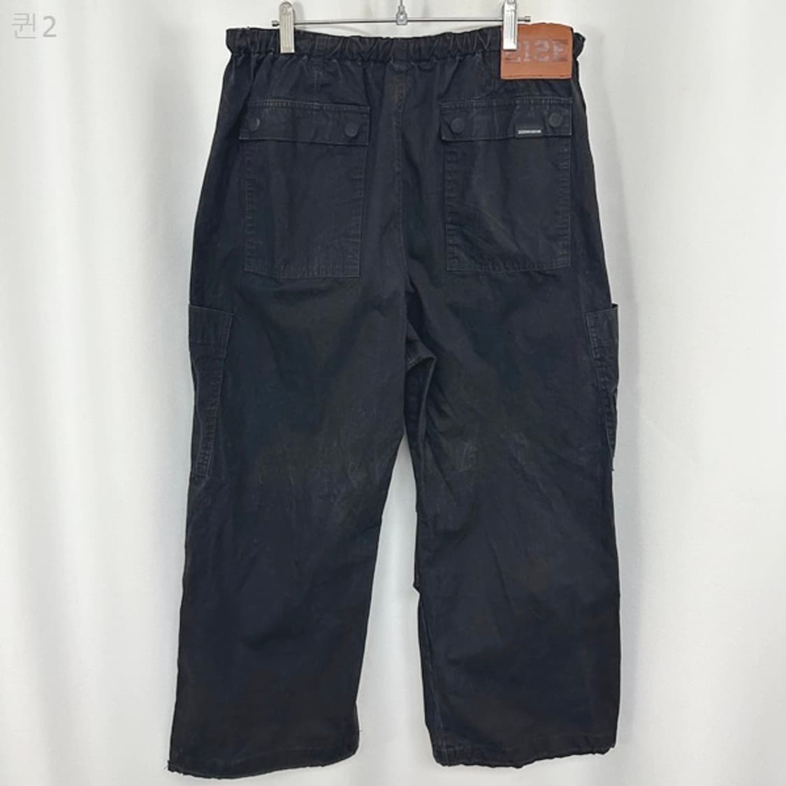 ZIZEMUSEUM 남자 밴딩 와이드 면 바지 검정 M 상품이미지7