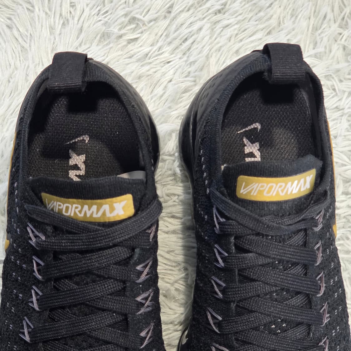 6q-25:나이키 에어 베이퍼맥스 플라이니트 2 블랙-골드 (23 cm) 상품이미지6