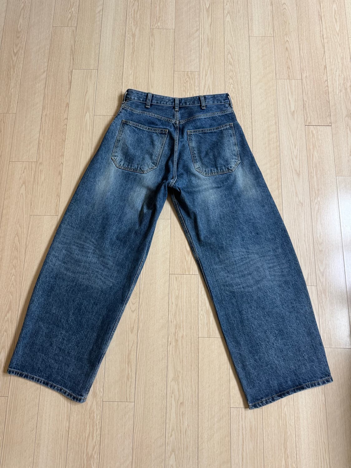 해칭룸 와커진 (와이드 커브진) 워시드 블루 3사이즈 상품이미지3