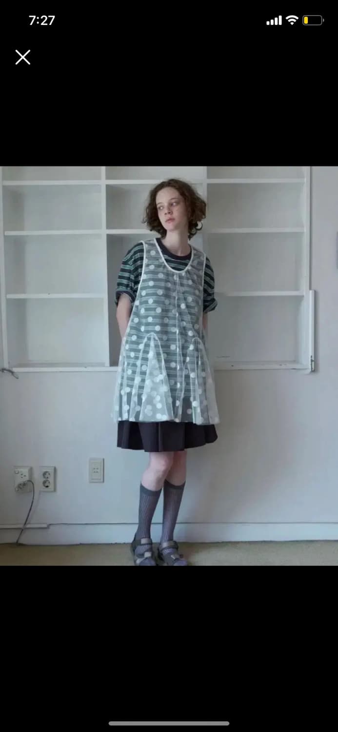 노컨텐츠 메쉬 도트 레이어드 원피스 상품이미지1