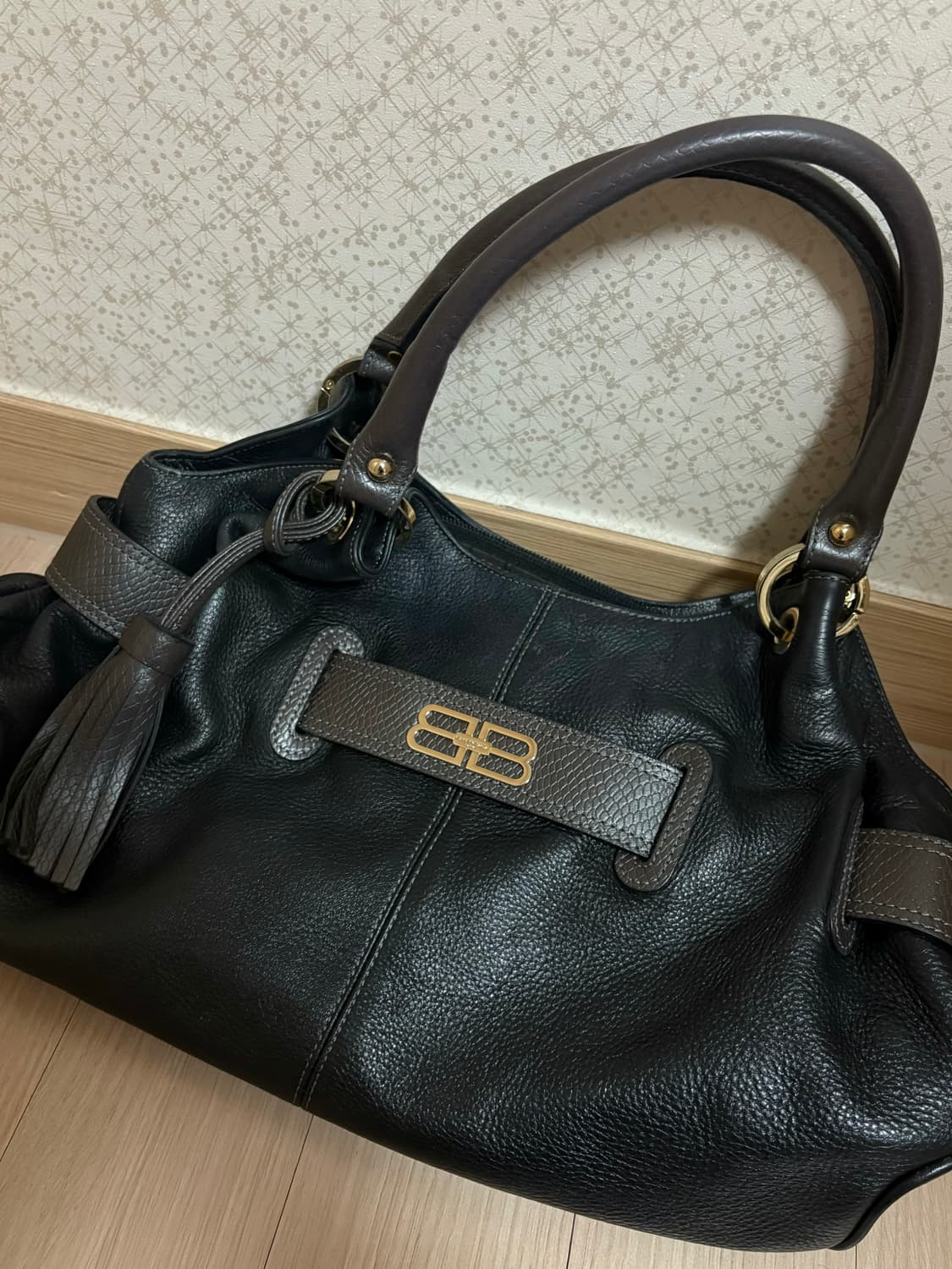 발렌시아가 블랙 숄더 레더백 (y2k,정품) 상품이미지1