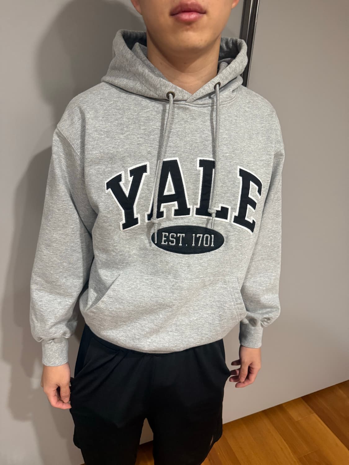 Yale 회색 흰색 후드티 상품이미지3