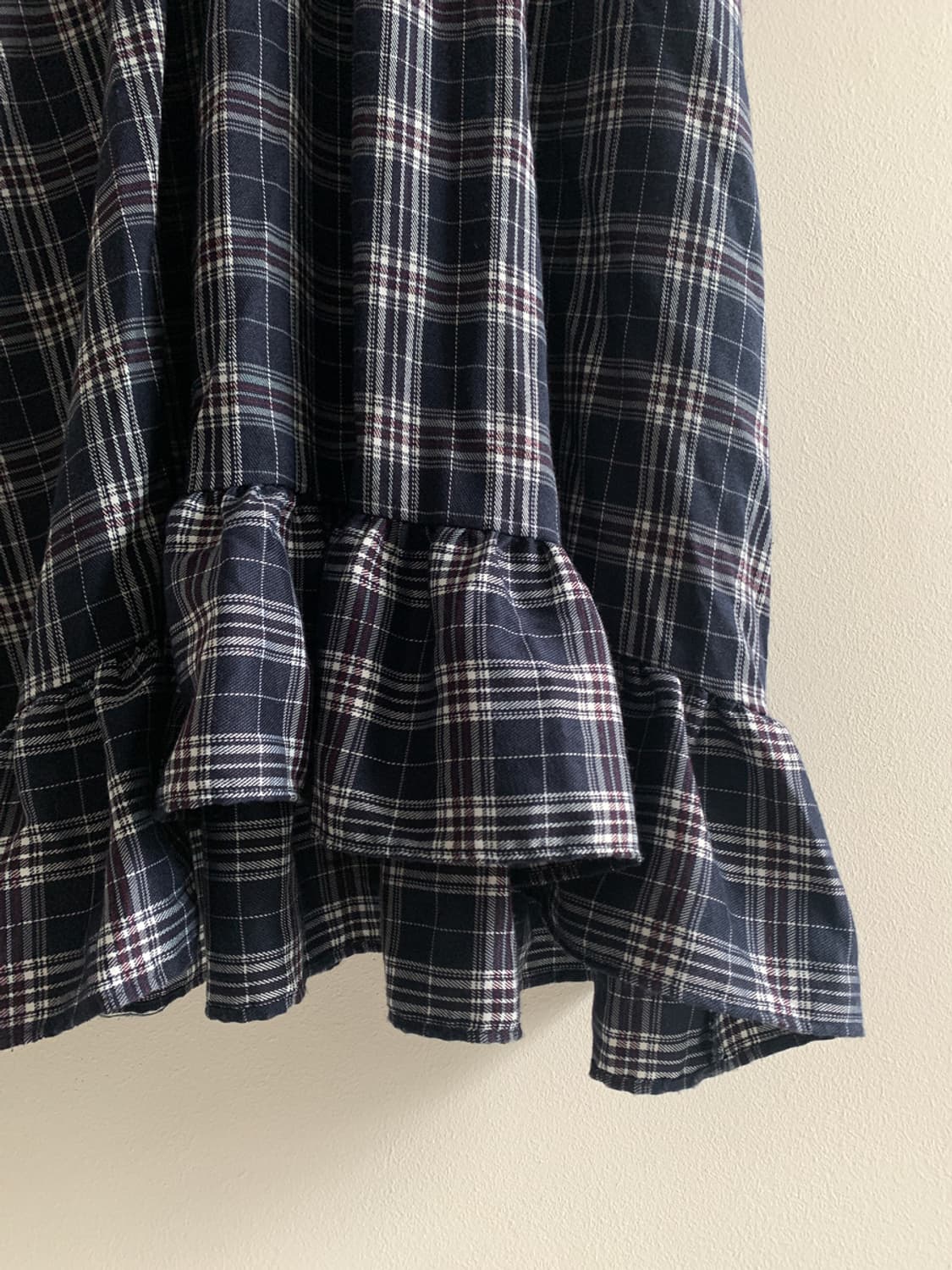 Check Frill Ribbon Dress(Navy) 상품이미지7