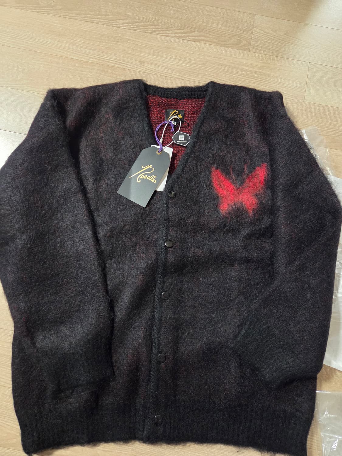 니들스 x 스튜디오스 모헤어 빠삐용 1 가디건 블랙 m사이즈 팔아요 상품이미지2