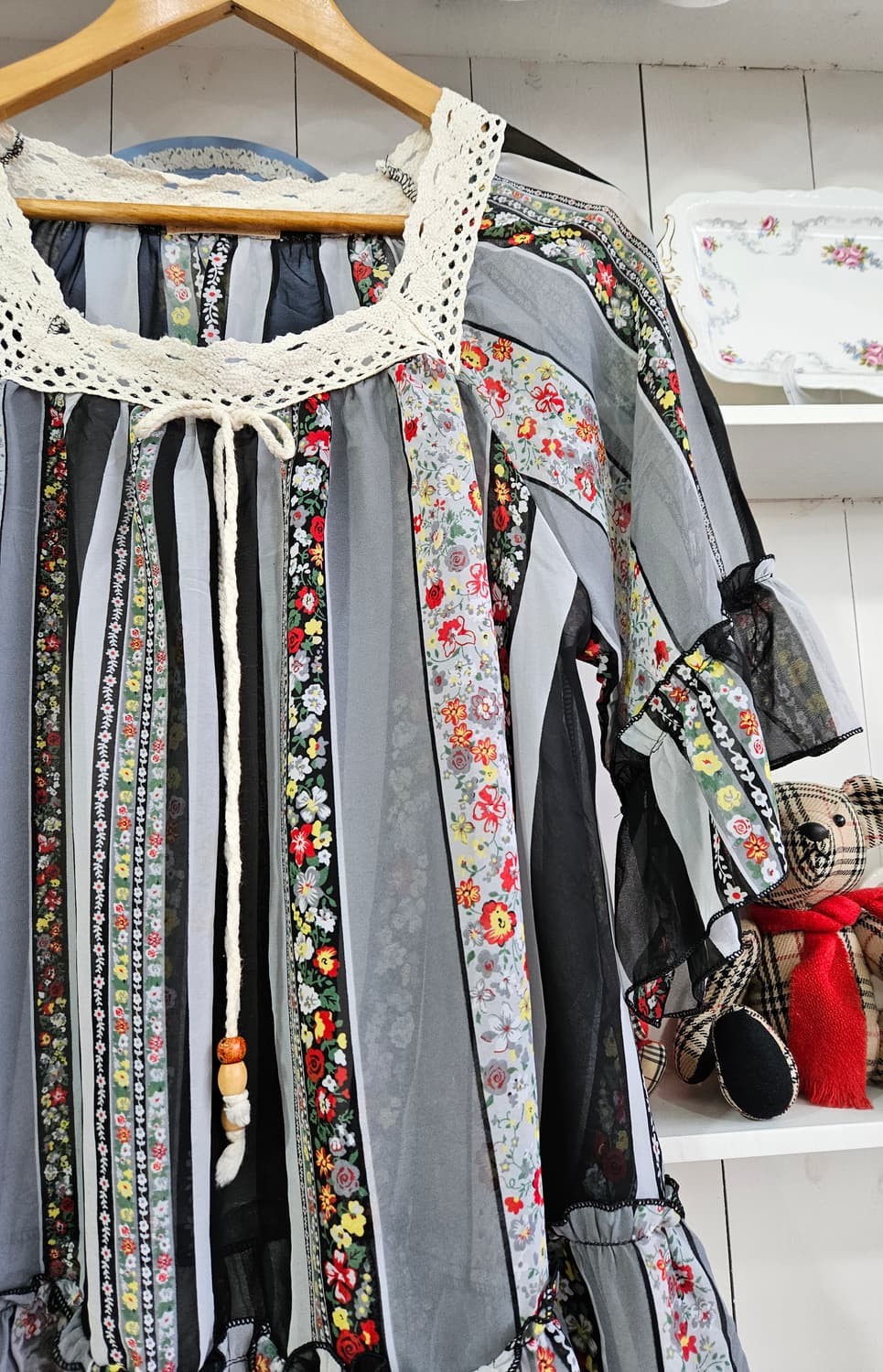 플라워 스트라이프 쉬폰 튜닉 상품이미지4