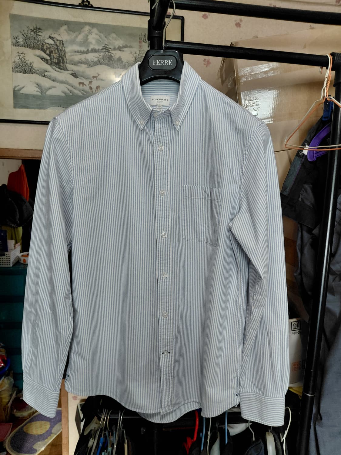 [클럽모나코]슬림핏 옥스포드 스트라이프 셔츠 M(100)사이즈 상품이미지10