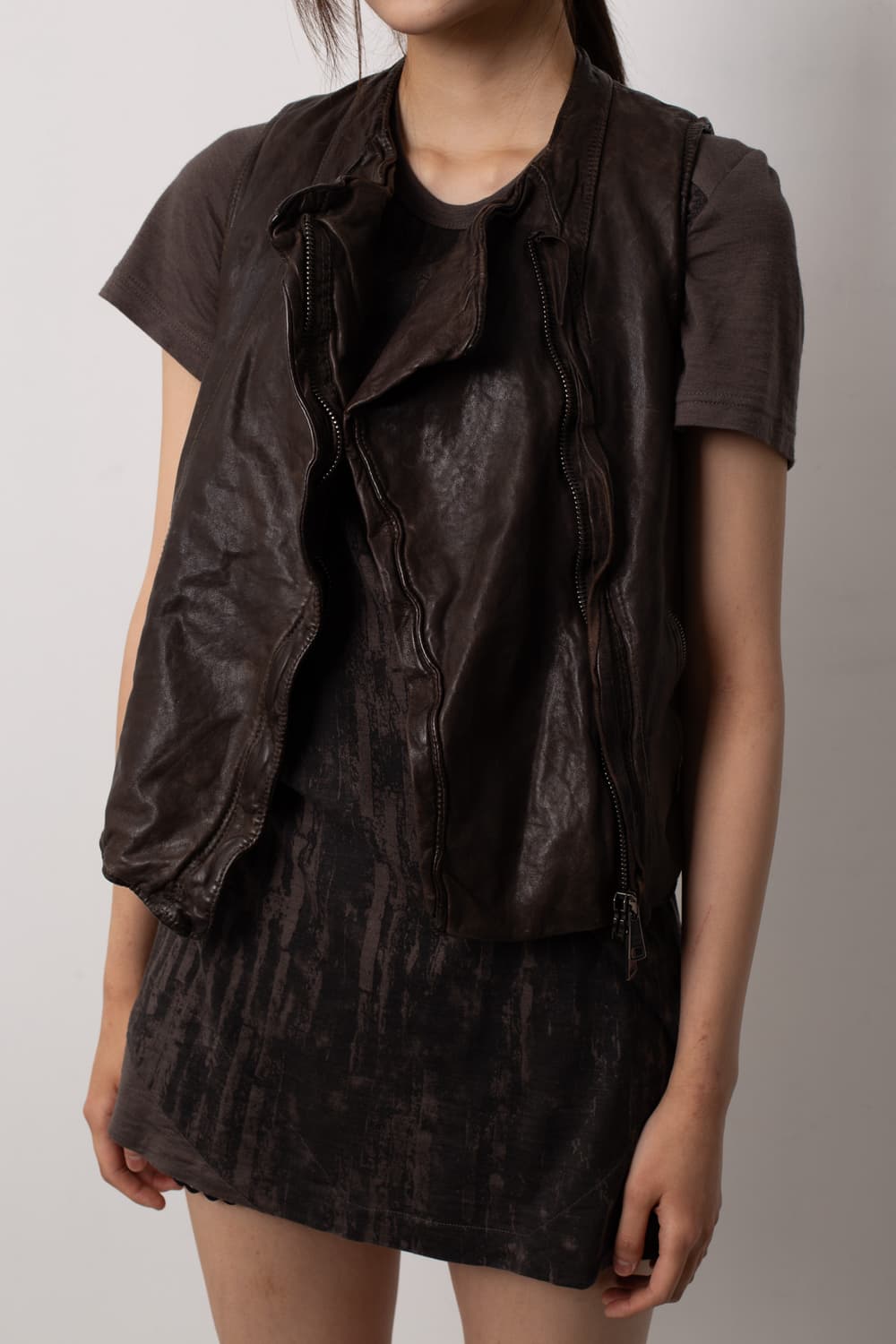 GIORGIO BRATO ASYMMETRICAL LEATHER VEST 상품이미지2