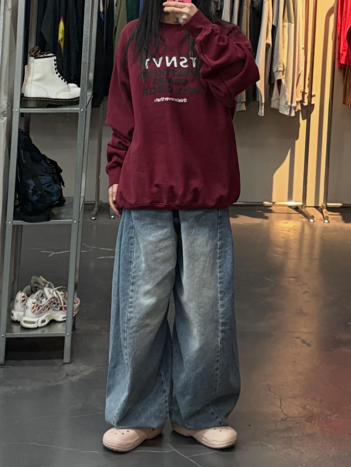 디스이즈네버댓 버건디 맨투맨 A3181 상품이미지1